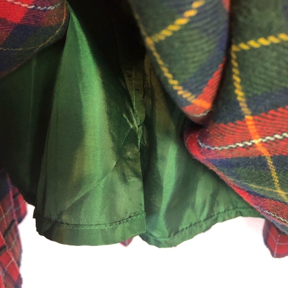H2O 4 green red plaid wool high waist skirt lined - Picture 3 of 6